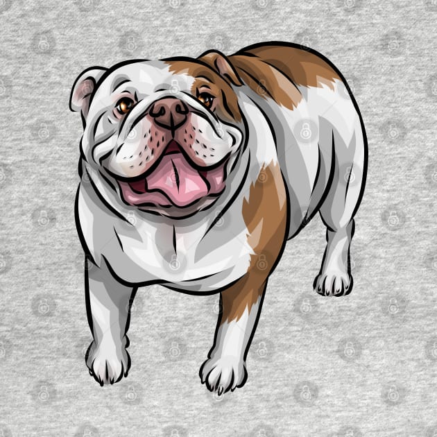 English Bulldog | Red and White by Shirin Illustration